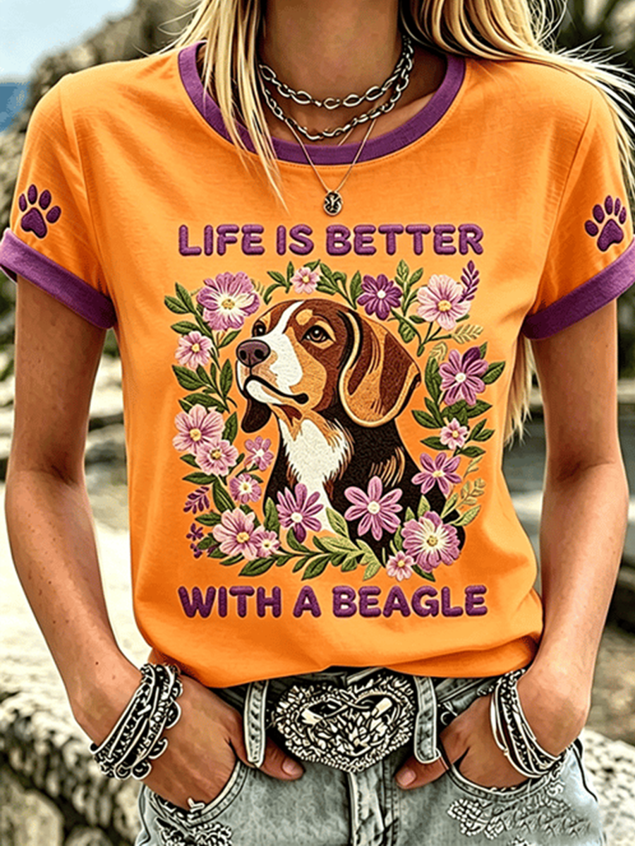 Women's Life Is Is Better With A Beagle Short-sleeved T-shirt