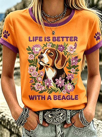 Women's Life Is Is Better With A Beagle Short-sleeved T-shirt