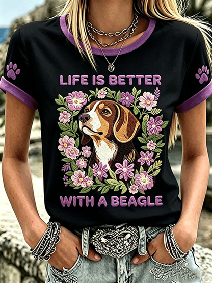 Women's Life Is Is Better With A Beagle Short-sleeved T-shirt
