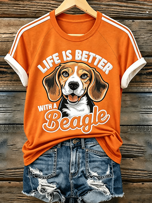 Women's Life Is Is Better With A Beagle Round Neck T-shirt