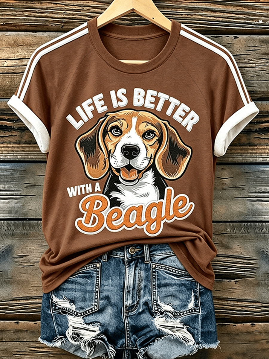 Women's Life Is Is Better With A Beagle Round Neck T-shirt