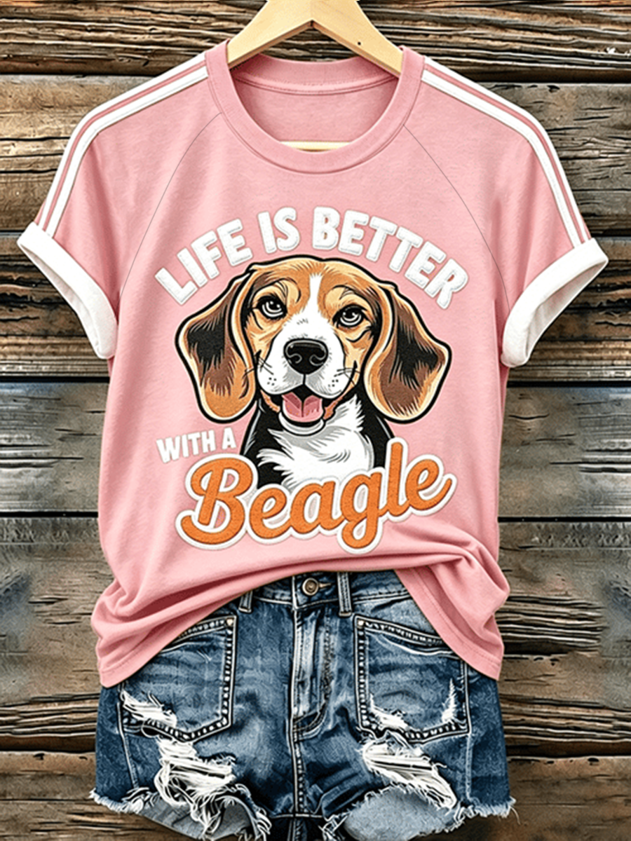 Women's Life Is Is Better With A Beagle Round Neck T-shirt