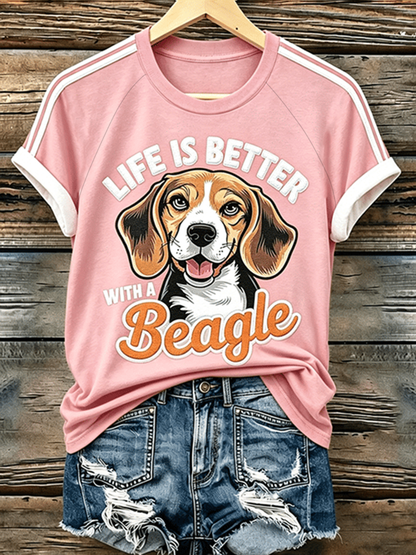 Women's Life Is Is Better With A Beagle Round Neck T-shirt