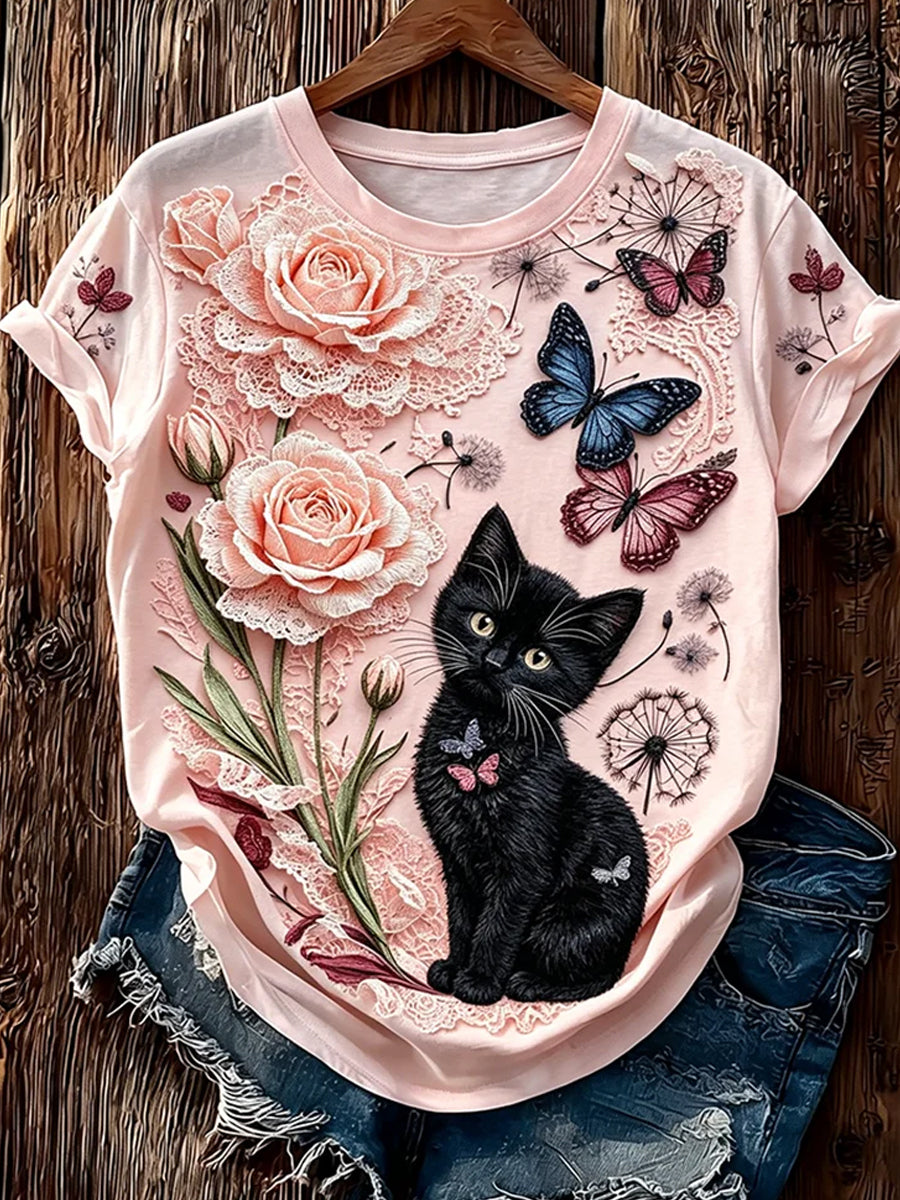 Women's Vintage Animal Art Print Casual T-Shirt