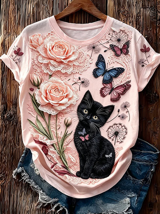 Women's Vintage Animal Art Print Casual T-Shirt