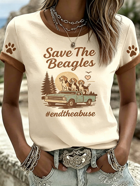 Women's Beagle Rescue Print Short-Sleeve T-Shirt