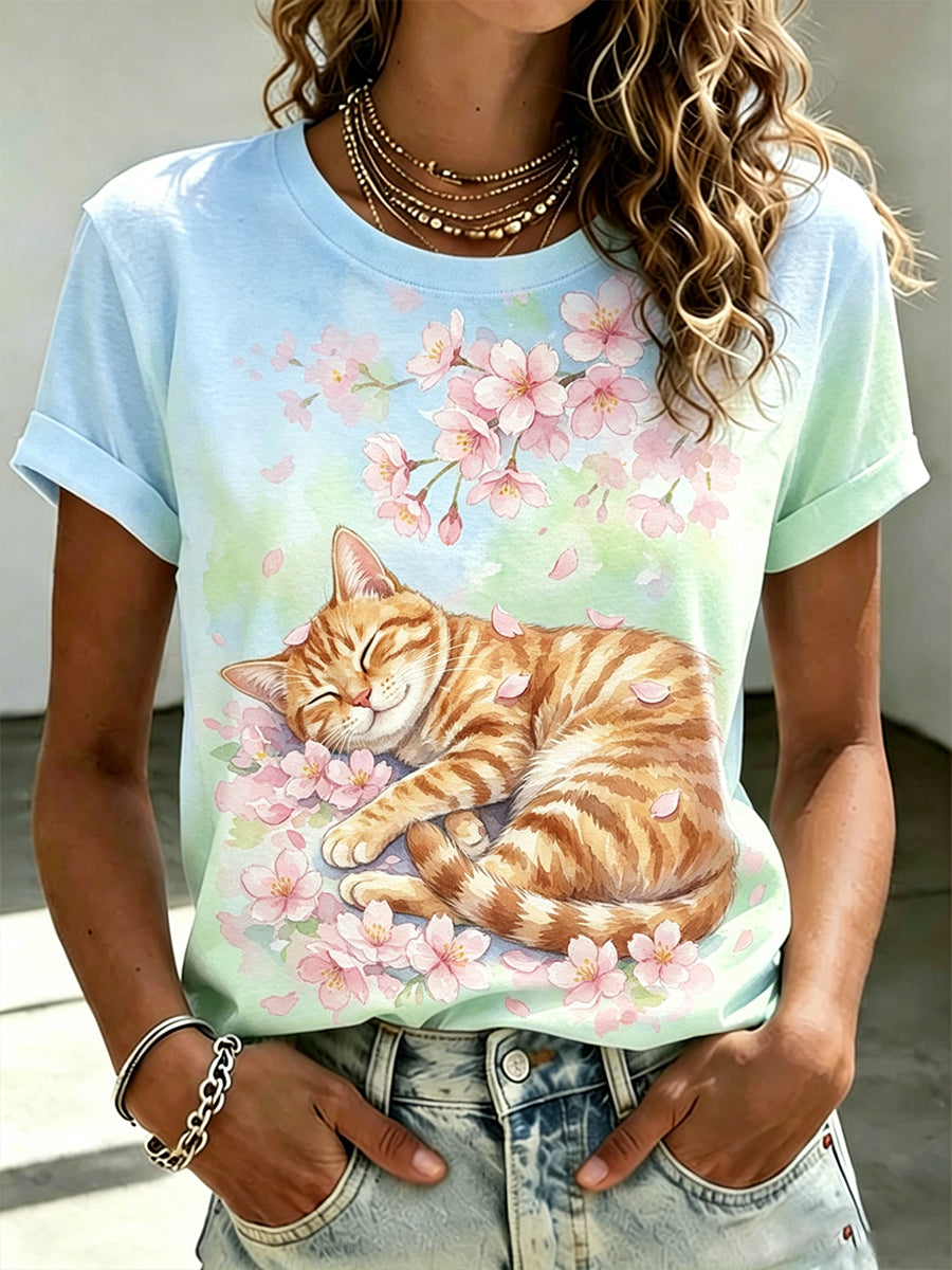 Women's Short-Sleeve Polo With Artistic Animal And Floral Print