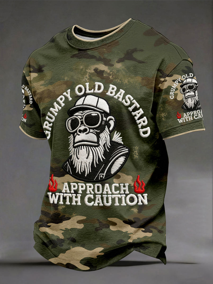 Men's 'grumpy old bastard approach with caution' T-shirts