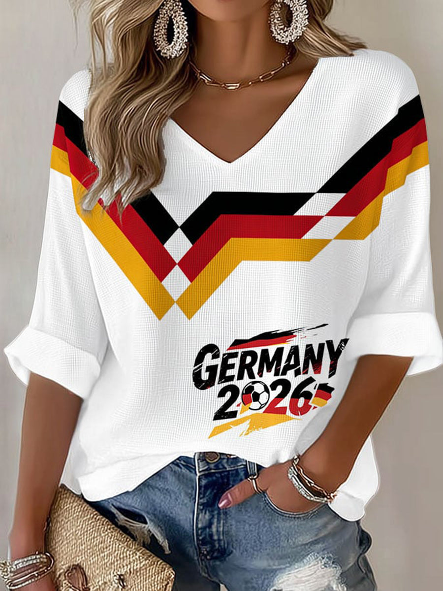 Women's Germany Football Fan Print Waffle T-shirt