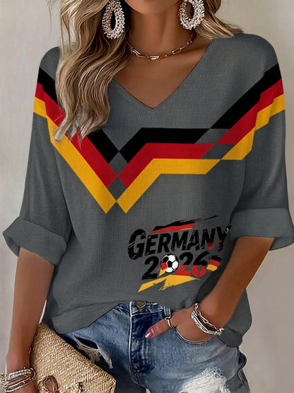 Women's Germany Football Fan Print Waffle T-shirt