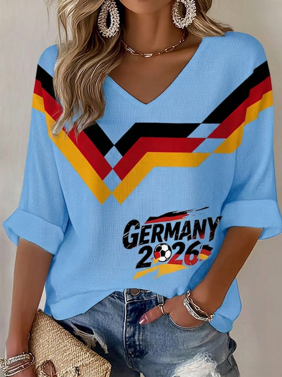 Women's Germany Football Fan Print Waffle T-shirt