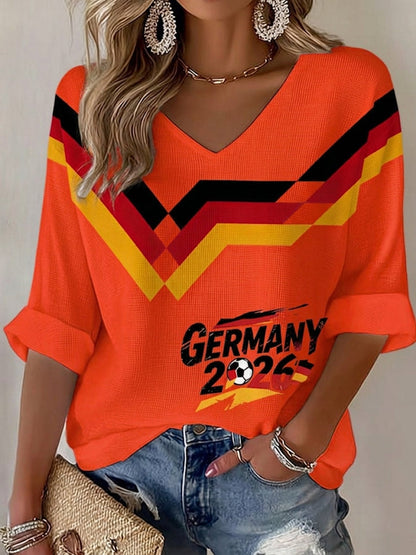 Women's Germany Football Fan Print Waffle T-shirt