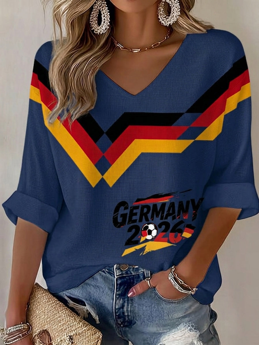 Women's Germany Football Fan Print Waffle T-shirt