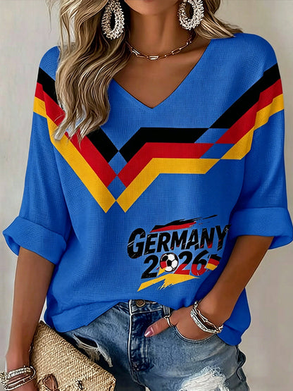 Women's Germany Football Fan Print Waffle T-shirt