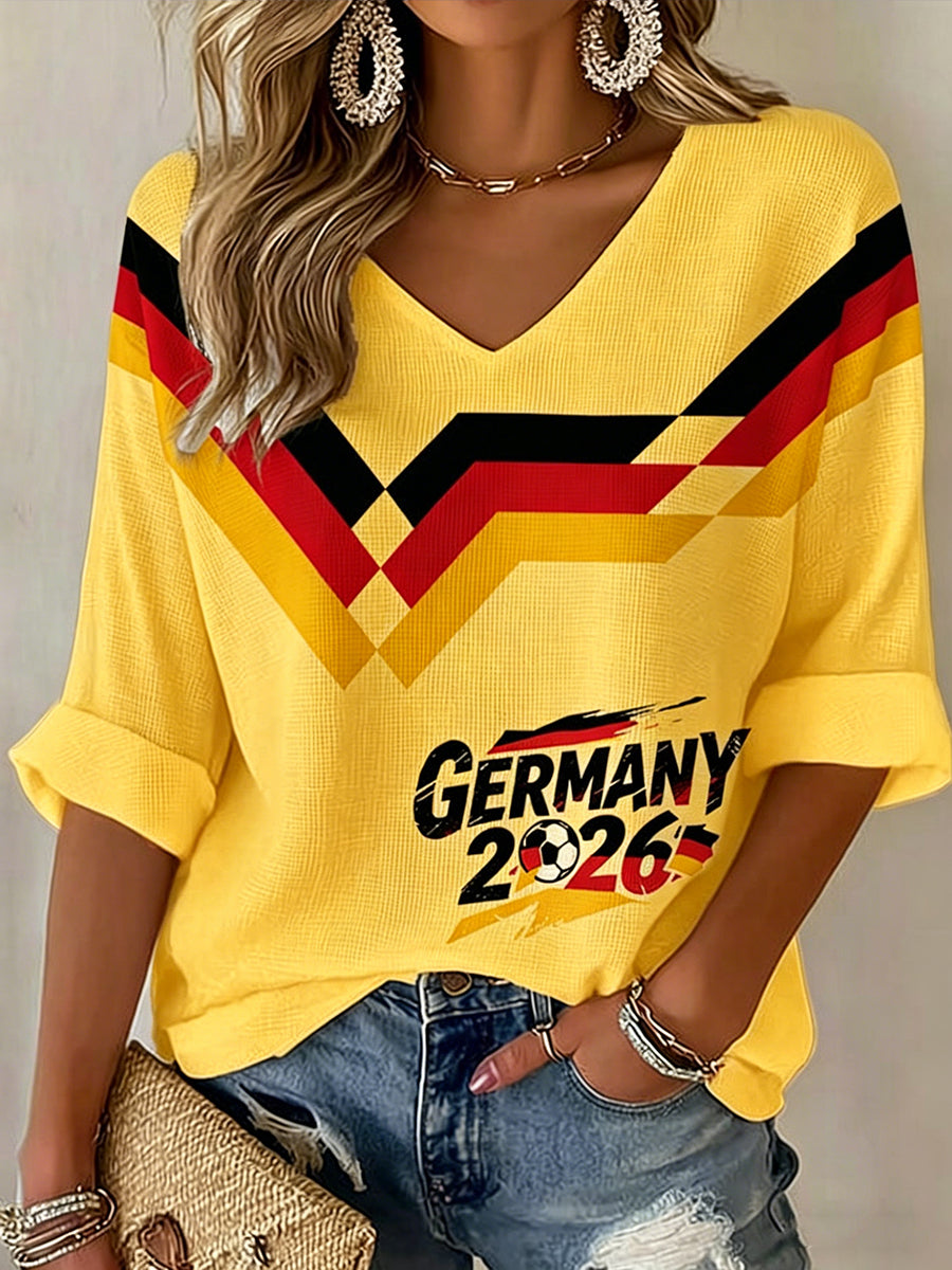 Women's Germany Football Fan Print Waffle T-shirt