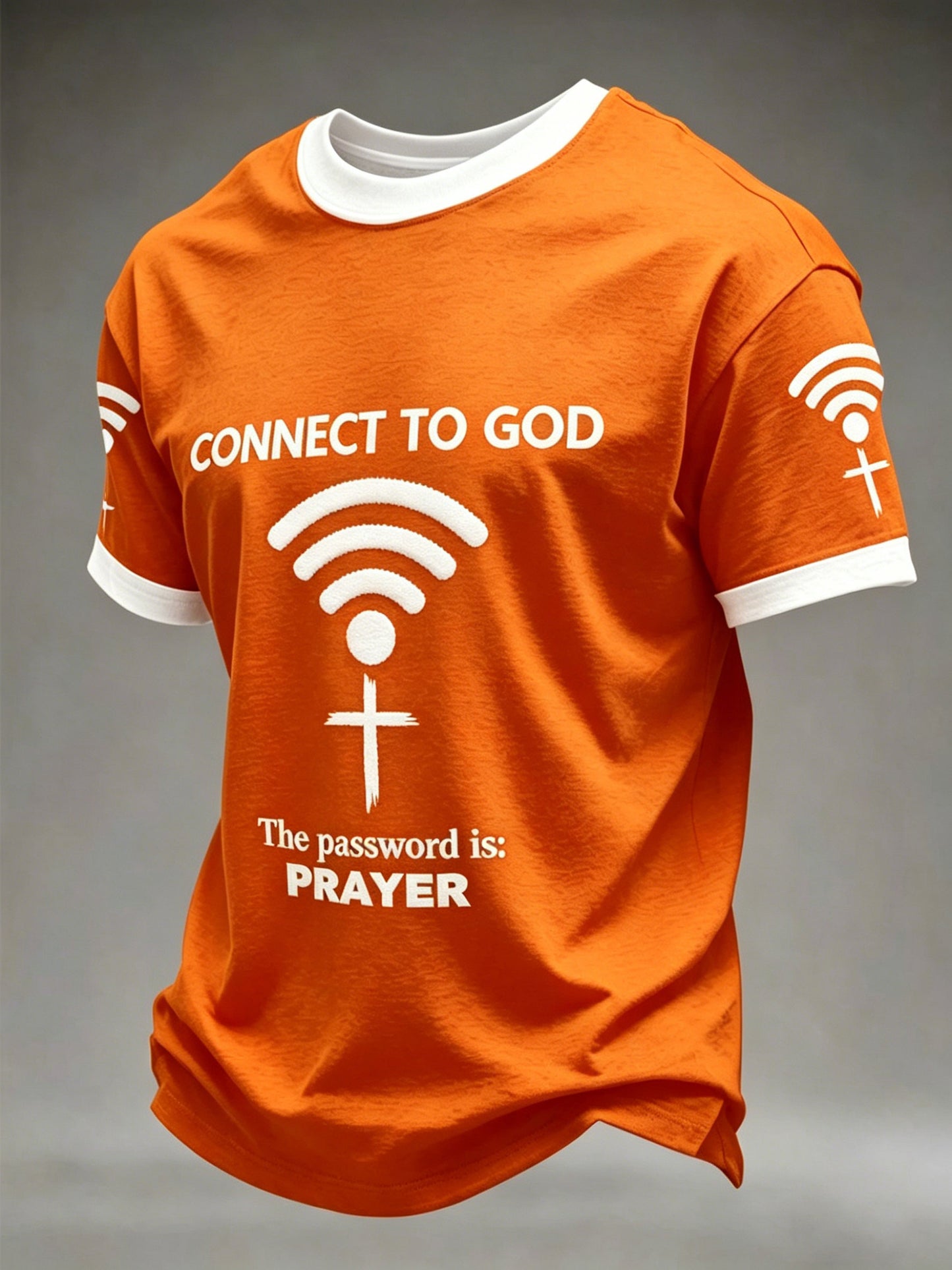Men's "Connect To God,The Password IS Prayer" Print Casual T-Shirt