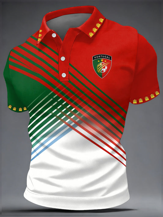 Men's Portuguese Soccer Print Casual Top
