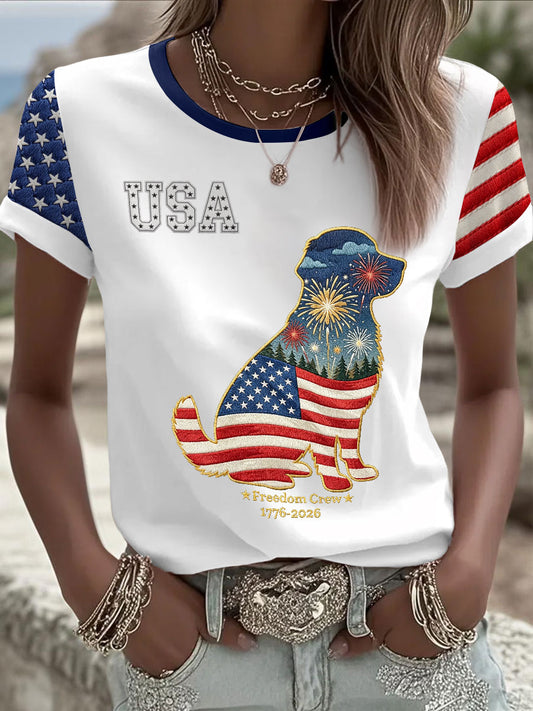 Women's  Golden Retriever USA 1776-2026 short-sleeved T-shirt