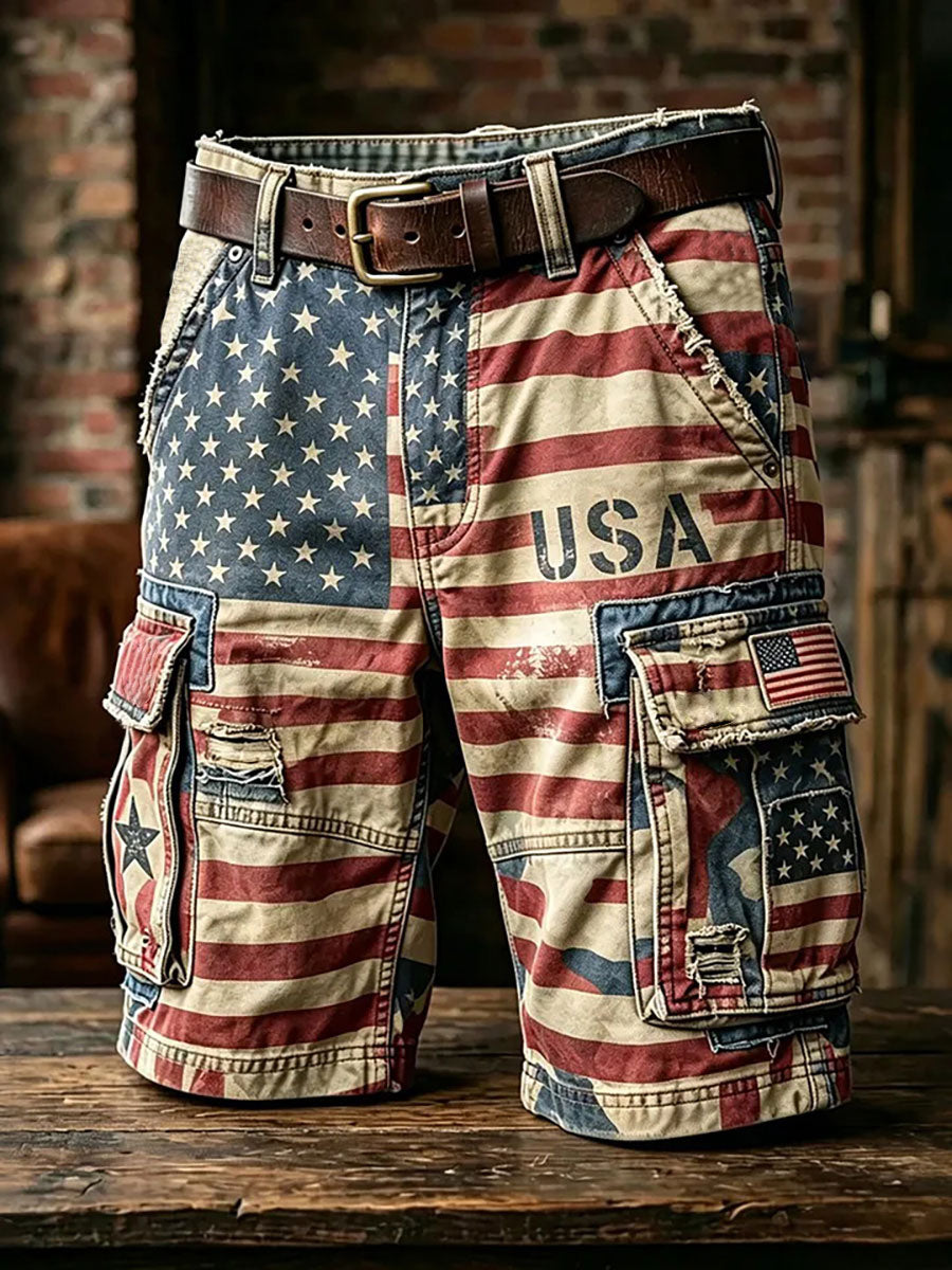 Men's USA 1776-2026 Printed Casual Shorts