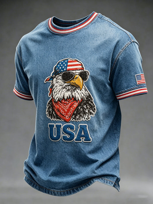 Men's Independence Day Printed Vintage Fashion Loose Short Sleeve T-Shirt