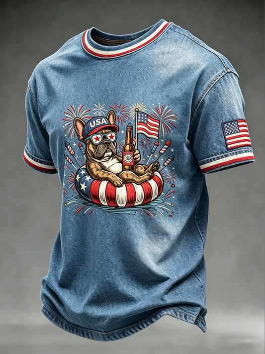 Men's Independence Day Printed Vintage Fashion Loose Short Sleeve T-Shirt