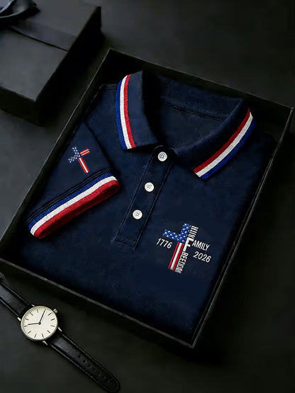 Men's Independence Day USA Flag Print Polo