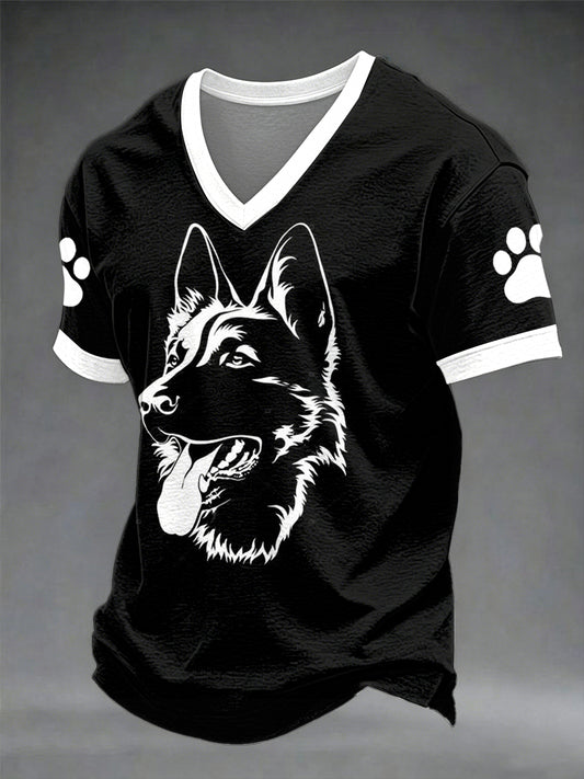 Men's Cute Dog V-neck T-shirt