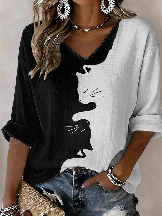 Women's V-neck pullover shirt