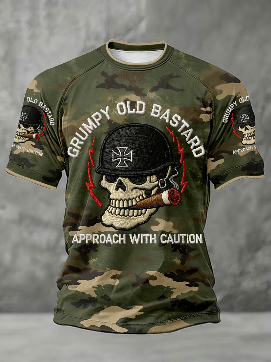 Men's 'grumpy old bastard approach with caution' T-shirts