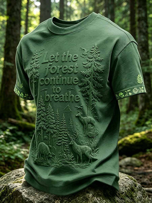 Men's 'Let the forest continue to breathe' Printed Casual T-Shirt
