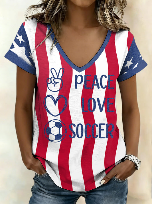 Women's USA Football Lover Printed T-shirt