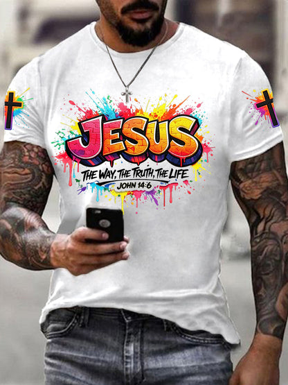 Men's Christian Jesus Cross Short Sleeve T-shirt