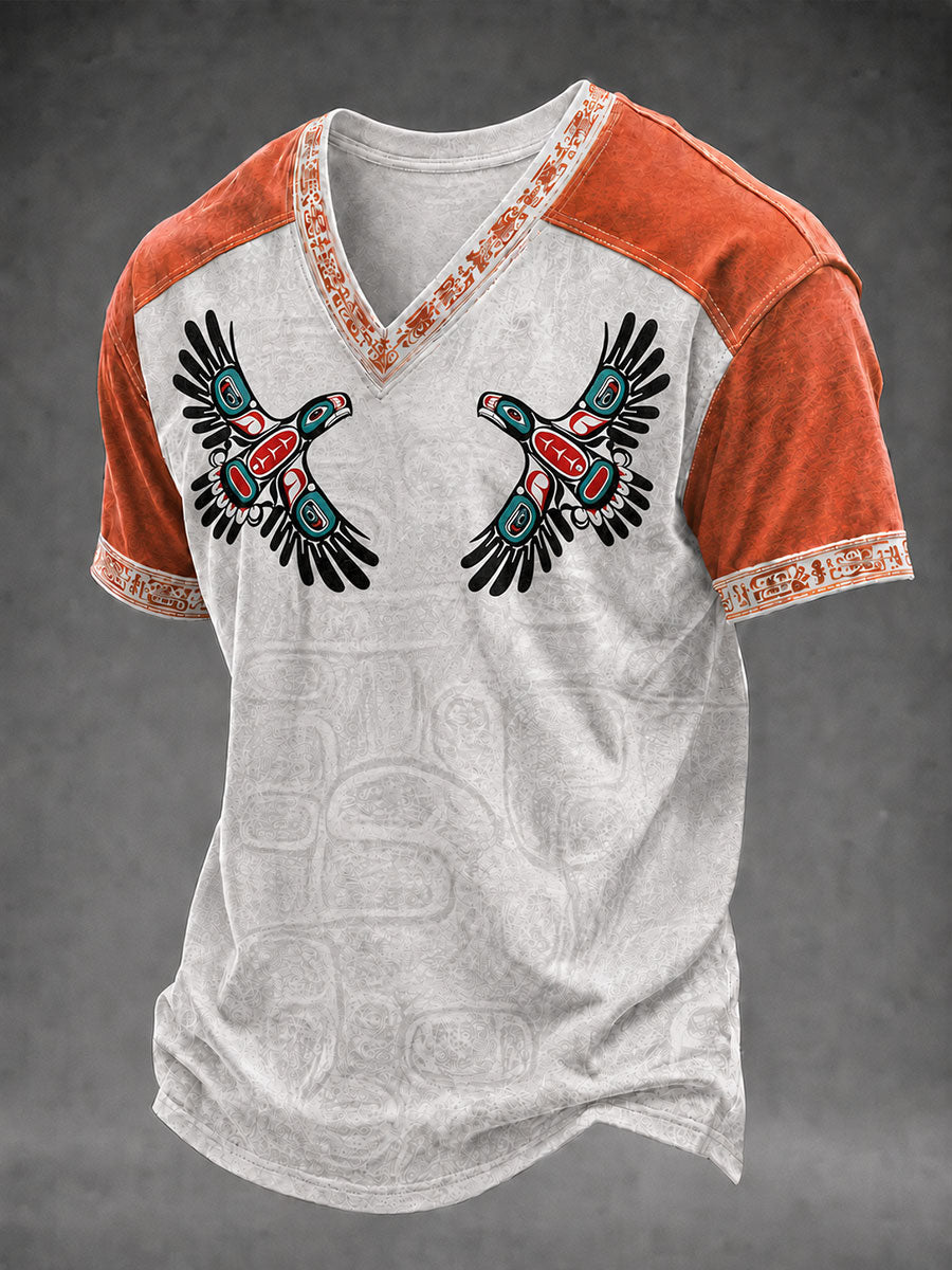 Men's Indigenous Art Print Casual T-Shirt
