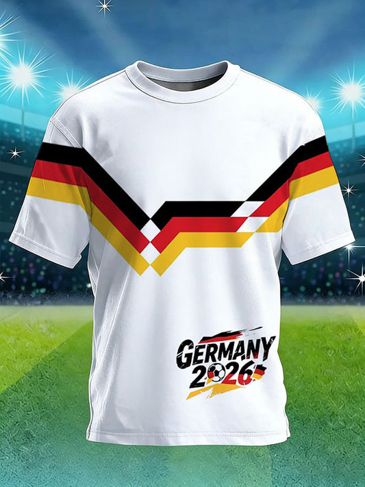 Men's Germany Football Fan Print Short Sleeves Shirt