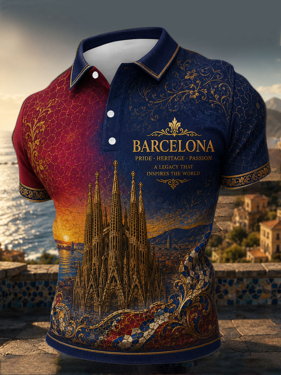 Men's Barcelona Floral Art Printed Casual Tops