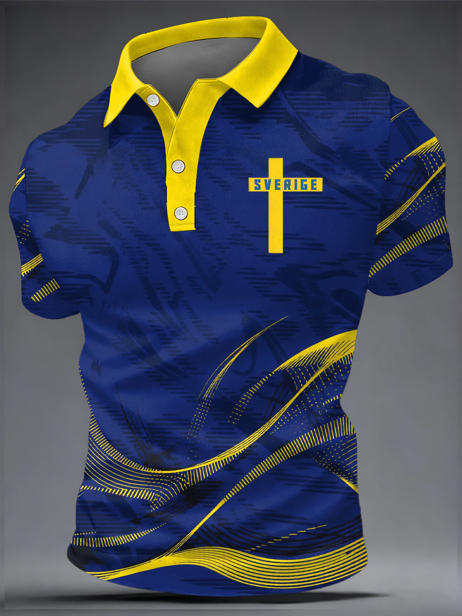 Men's Swedish Football Print Casual Top