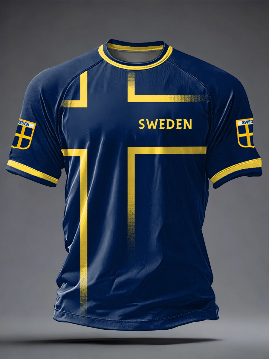 Men's Swedish Football Printed Casual short sleeves t-shirt