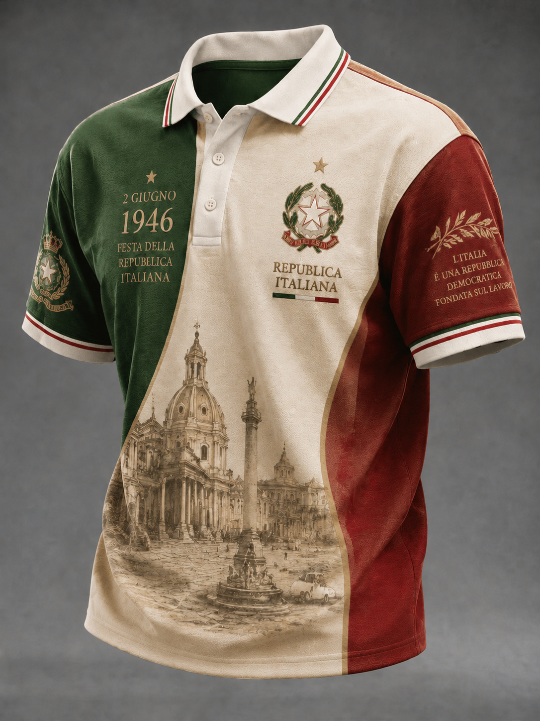 Men's Festa Della Repubblica Repvbblica Italiana Printed Shirt