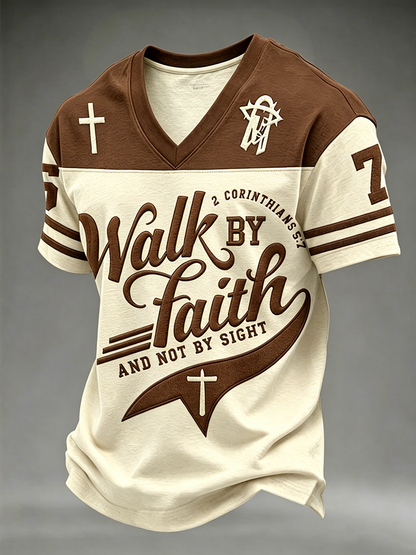 Men's Walk By Faith And Not By Sight V-neck T-shirt