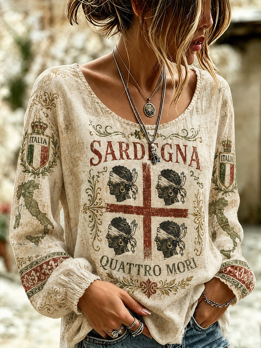 Camicia da donna in cotone-lino Sardegna Quattro Mori