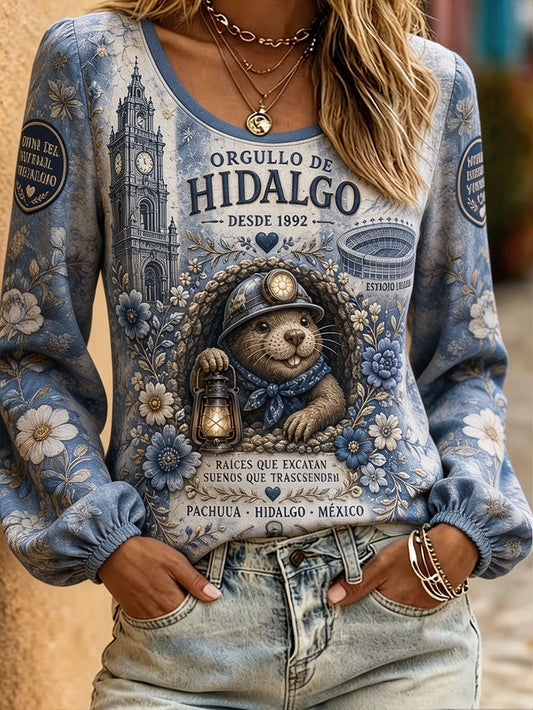 Camisetas de lino para mujer con estampado artístico del equipo mexicano Tuzos y diseño futbolero