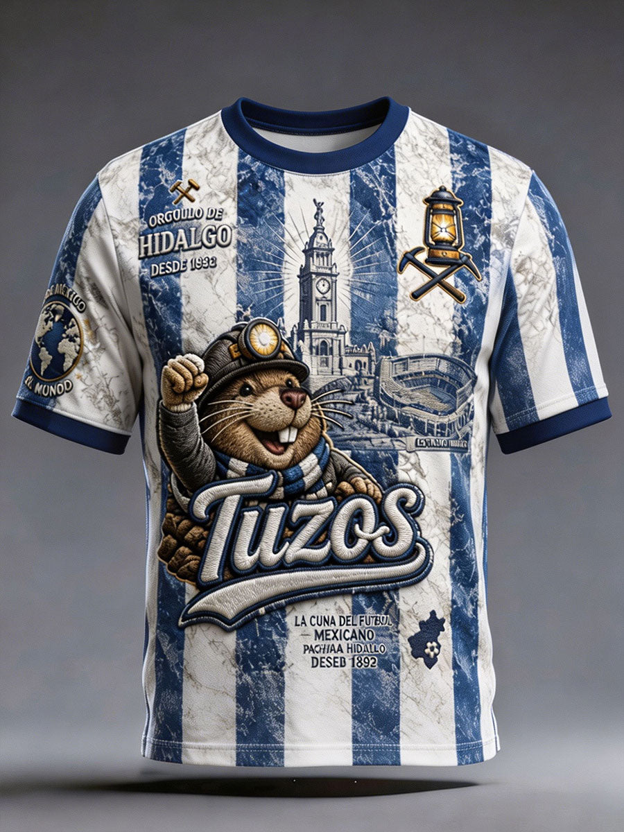 Camiseta para hombre con estampado artístico de los Tuzos, amantes del fútbol mexicano