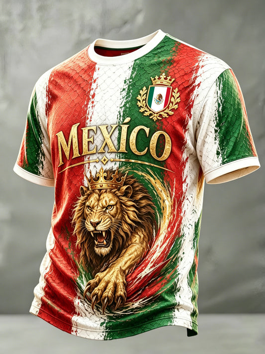 Partido de fútbol mexicano de los hombres que anima la camiseta de la impresión del arte