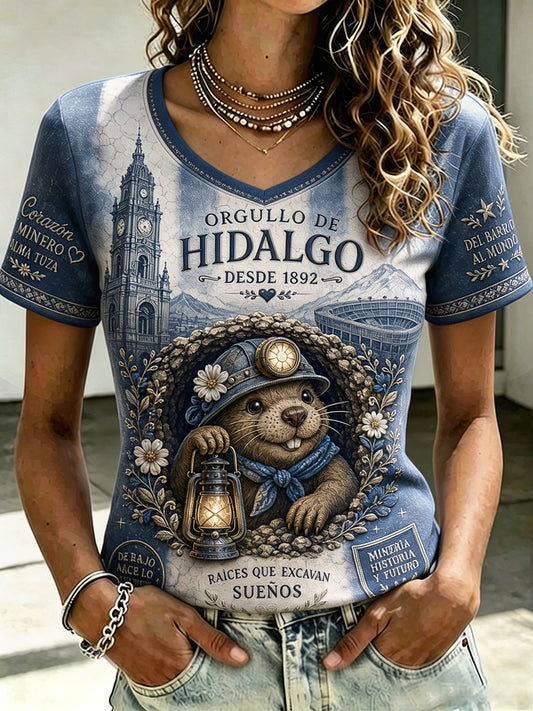 Camiseta para mujer con estampado artístico de los Tuzos, amantes del fútbol mexicano