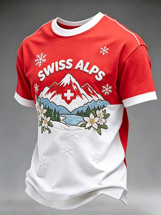 Herren-T-Shirt mit Alpenlandschaftsdruck