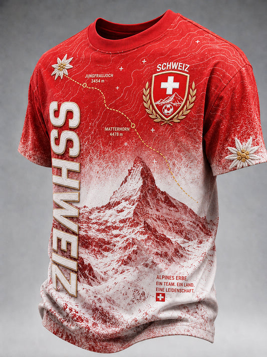 Retro-Schweizer Fußball-Fan‑Art‑Print lässiges Trikot