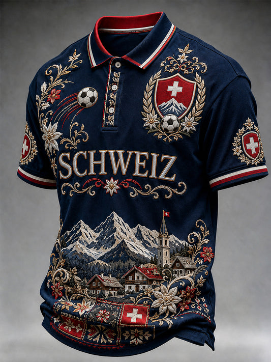 Retro-Schweizer Fußball-Fan‑Art‑Print lässiges Trikot