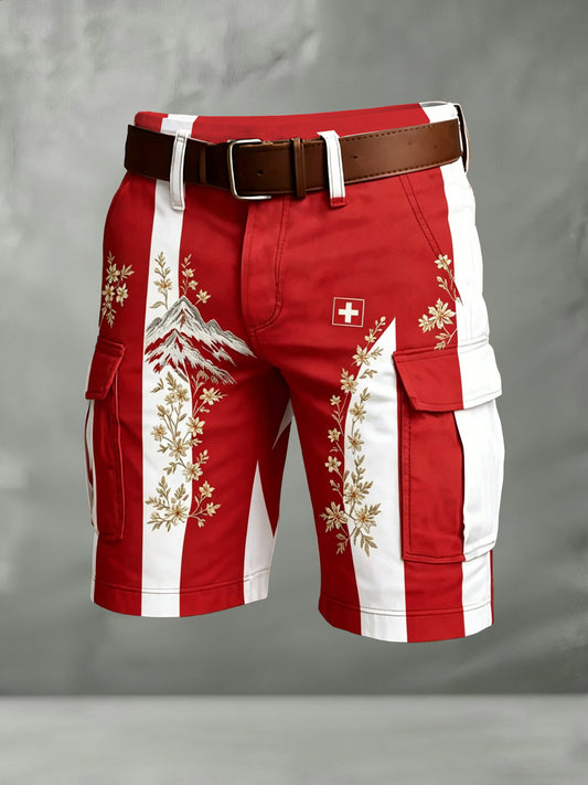 Herren Schweizer Edelweiss Business Art Print Freizeit shorts