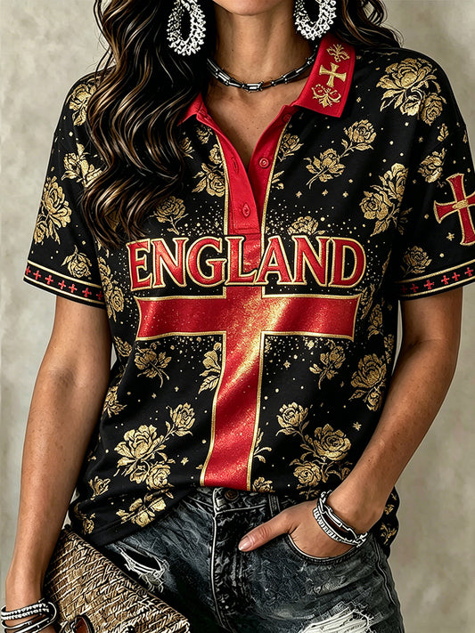 Women's England Football Polo T-Shirt