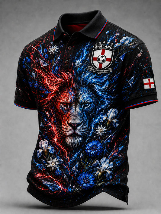 Retro England Football Fan Art Print Casual Jersey